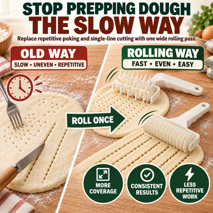 🍕Large Dough Docker & Multi-Wheel Cutter – Faster Pizza & Pastry Prep🍜
