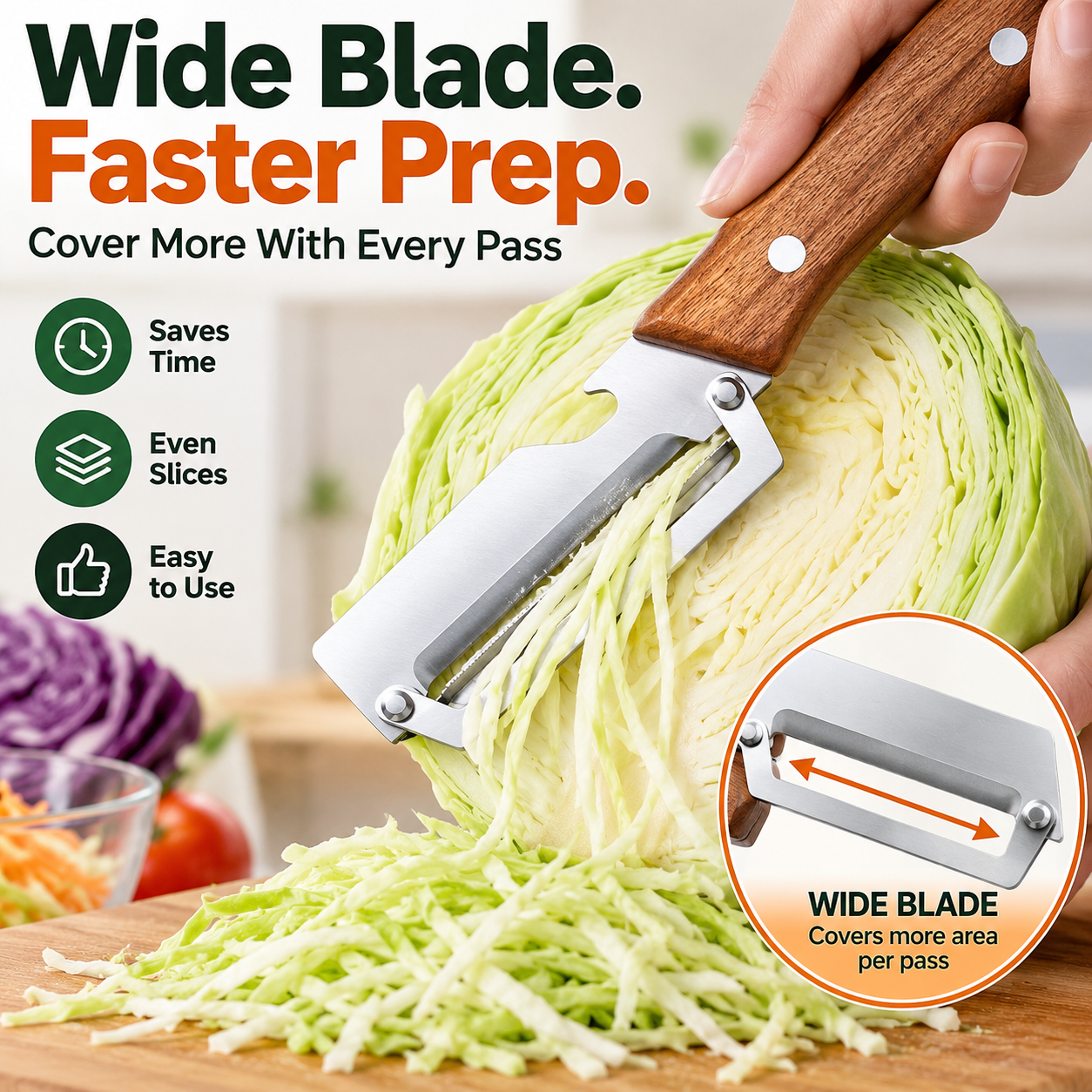 🥕 3-in-1 Wide Blade Vegetable Peeler, Slicer & Shredder – Fast Everyday Meal Prep Tool