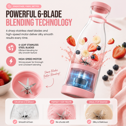 ✨ Mini Portable Blender Bottle – Make Fresh Smoothies, Juice & Shakes Anytime