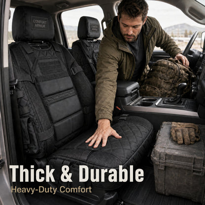 🎖️ Military‑Style Auto Seat Protectors｜Universal Fit Heavy‑Duty Cushion For Long‑Drive Vehicle Owners