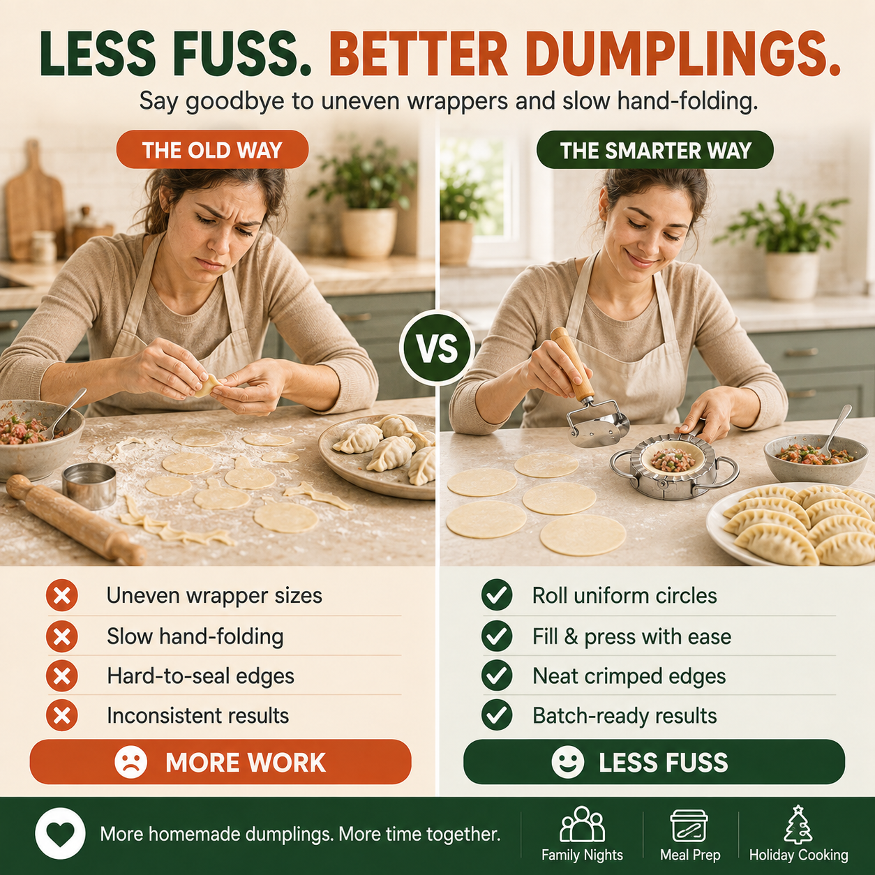 🥟 Stainless Steel Dumpling Maker & Dough Cutter Set – Roll, Fill, Press & Seal with Ease