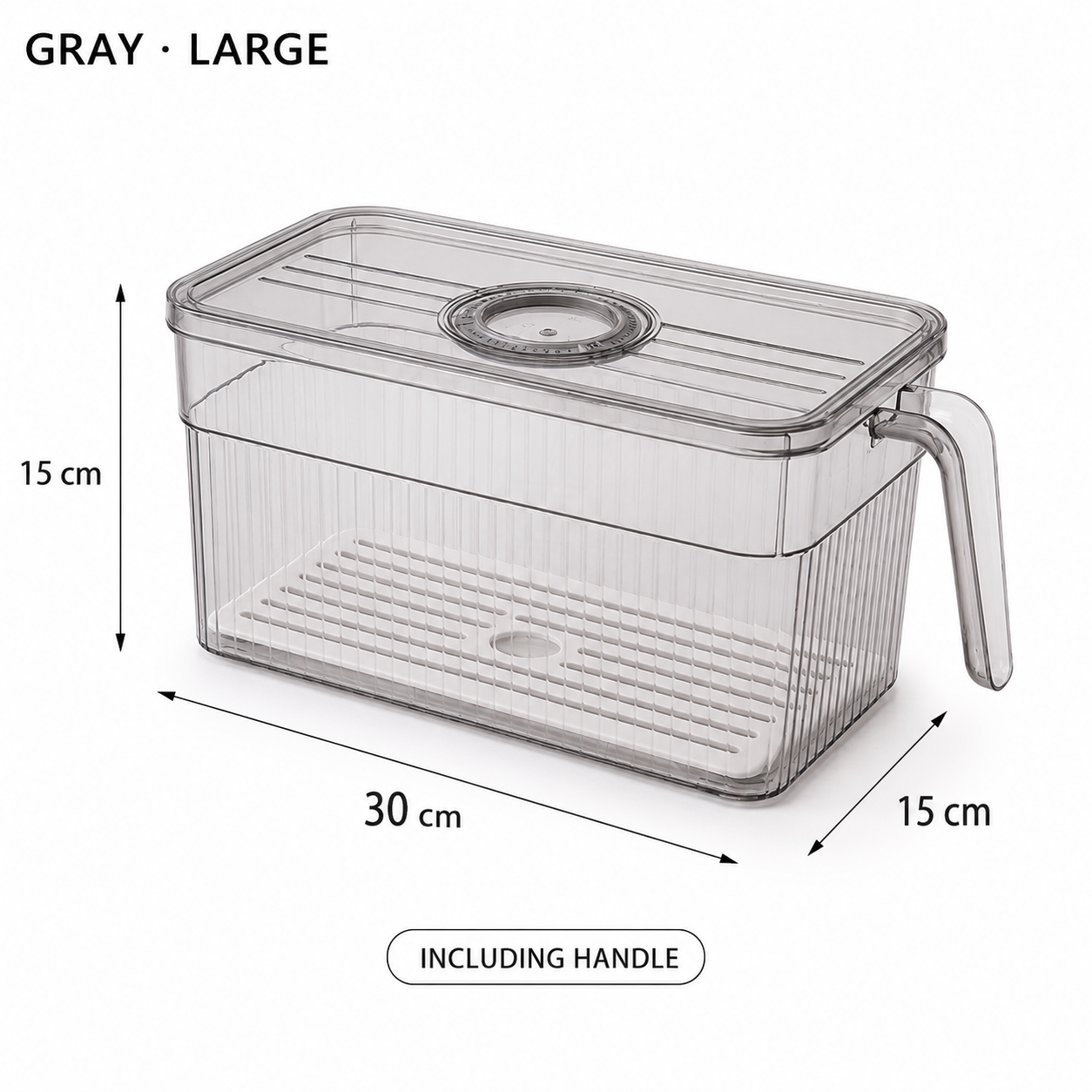 🥬 Stackable Refrigerator Produce Storage Box with Date Dial, Drain Basket & Easy-Pull Handle