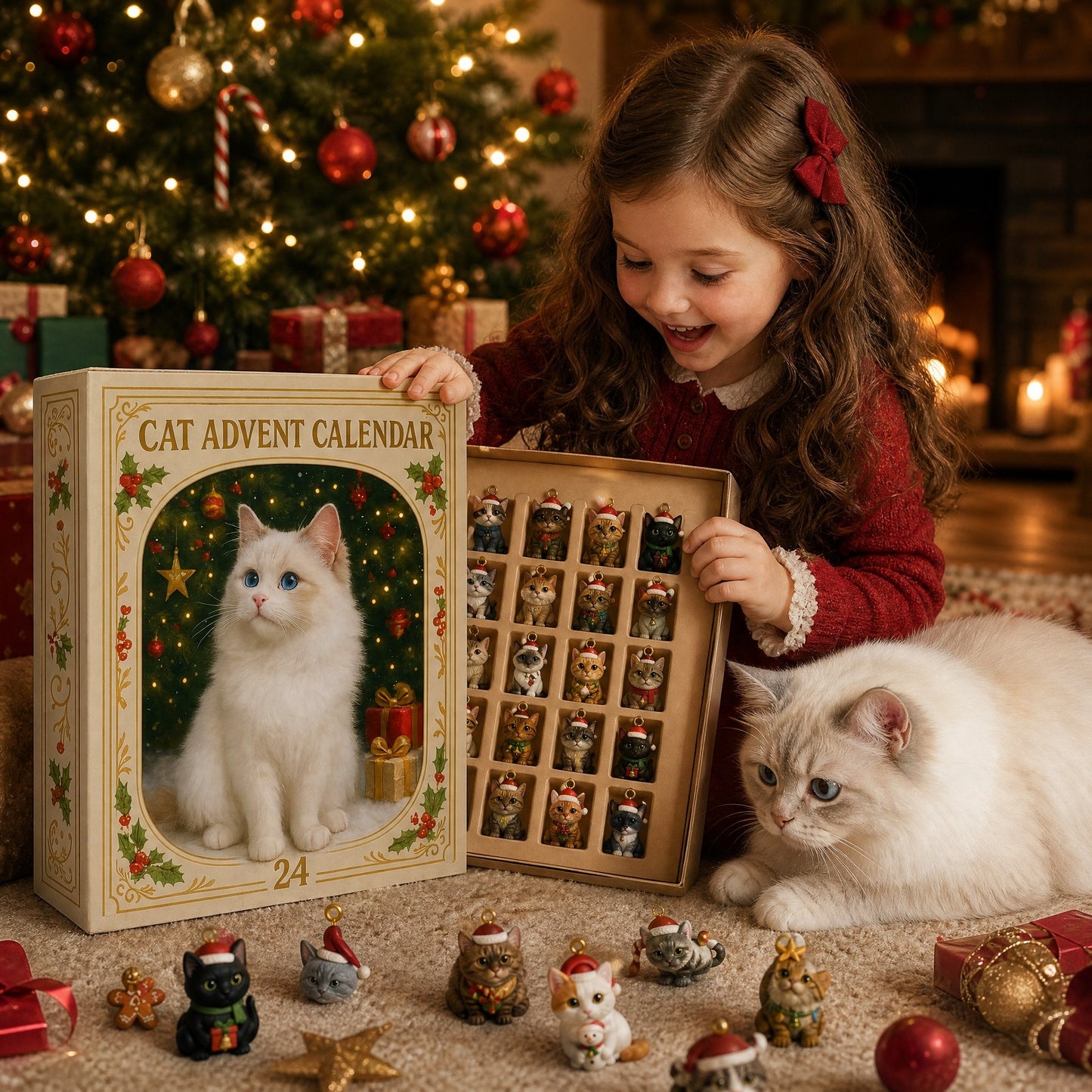 🐱 2026 Cat Advent Calendar – 24 Cat Charms & Holiday Ornaments 🎄