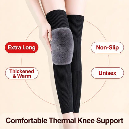 ❄️ Fleece Knee Warmers – Extended Thermal Knee Sleeves for Men & Women with Non-Slip Fit
