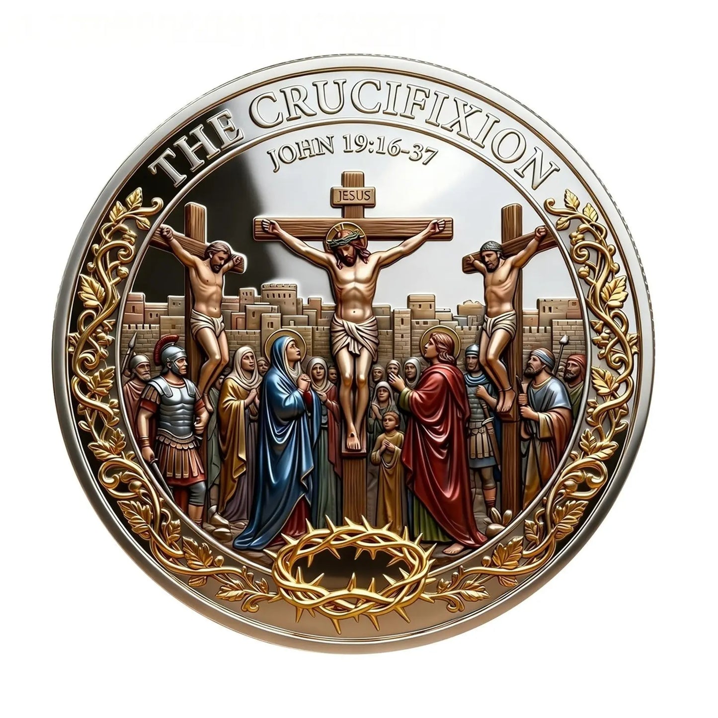 ✝️ 4PC Double-Sided Crucifixion & Resurrection Commemorative Coin – Christian Faith Keepsake & Easter Gift