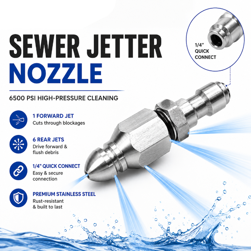 💦 HIGH-PRESSURE DRAIN CLEANER | 6500 PSI Sewer Jetter Nozzle for Pressure Washer Drain & Pipe Cleaning