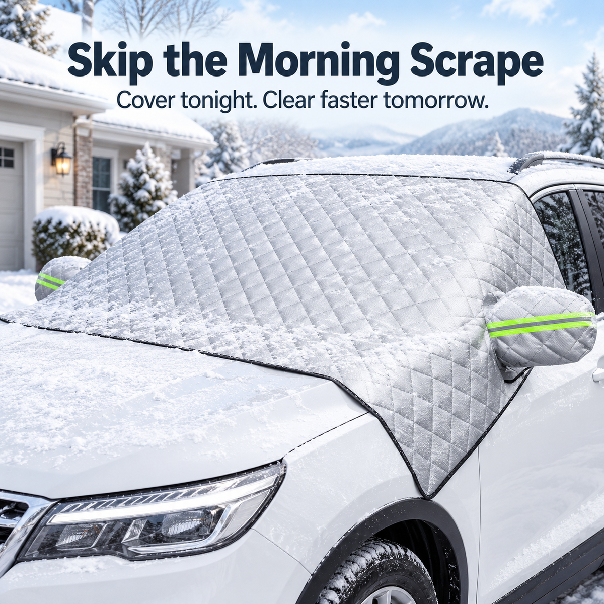 ❄️ Quilted Windshield Snow Cover with Mirror Protection for Winter