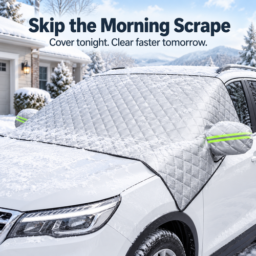 ❄️ Quilted Windshield Snow Cover with Mirror Protection for Winter
