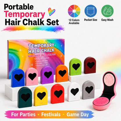 🌈 Instant Hair Color Magic – Washable Temporary Hair Chalk Set ✨
