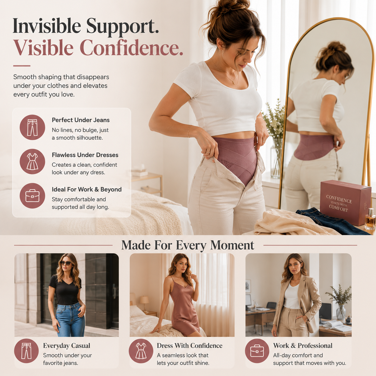 👖High-Waisted Tummy Control Shaping Briefs | Everyday Smoothing Underwear✨