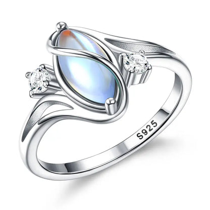 💎 Rainbow Moonstone Ring – 5A CZ Accent, Elegant Gift for Her 🌈✨