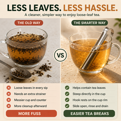 304 Stainless Steel Slide-Open Loose Leaf Tea Infuser – Easy Steeping & Cleanup 🍵