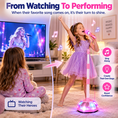 🎤 Kids Light-Up Karaoke Microphone Stand – Sing, Play & Perform