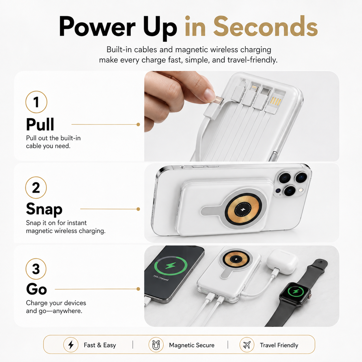 🔋 7-in-1 Magnetic Wireless Power Bank | All-In-One Travel Charger With Built-In Cables🧲
