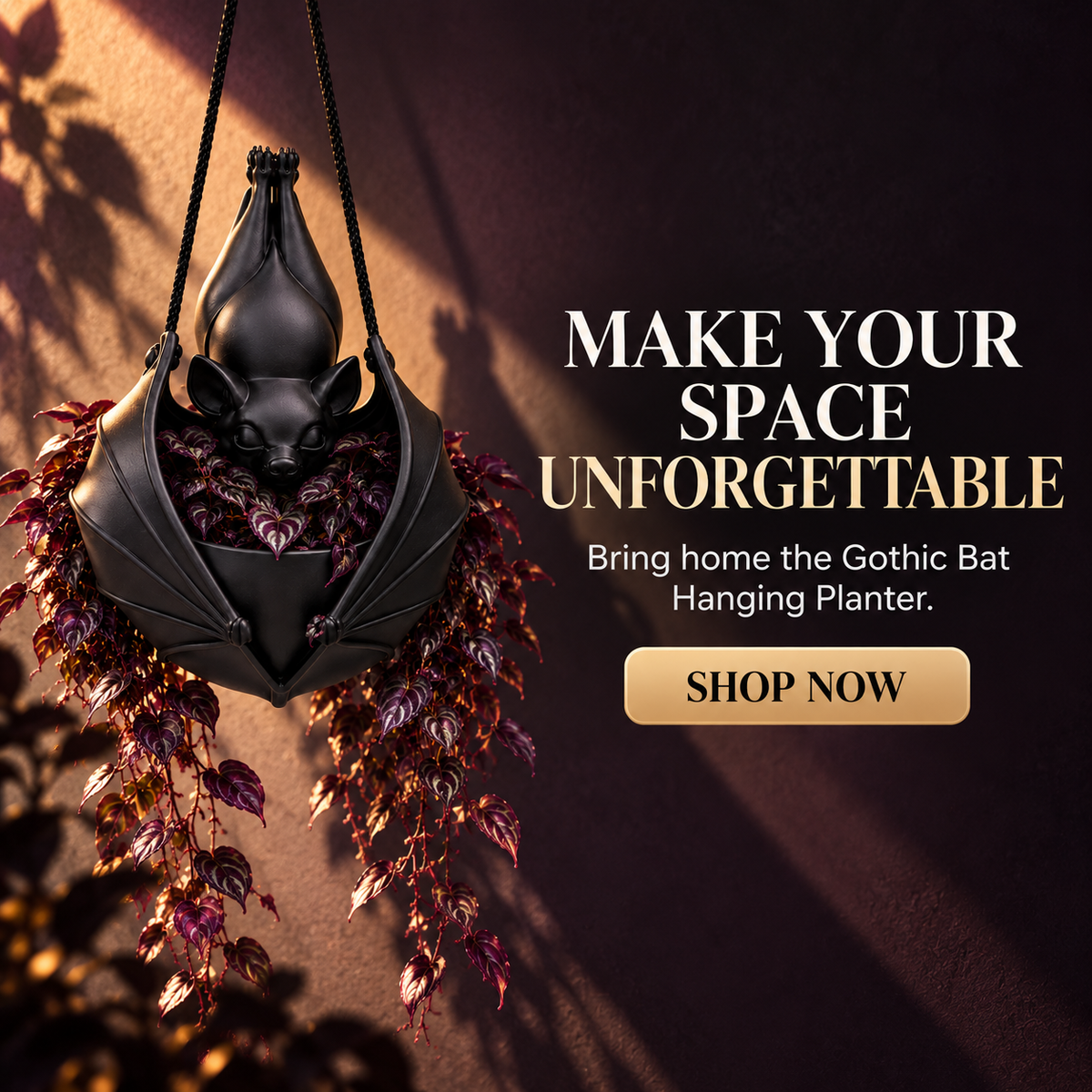 🦇 Gothic Bat Hanging Planter – Unique Indoor & Outdoor Garden Décor