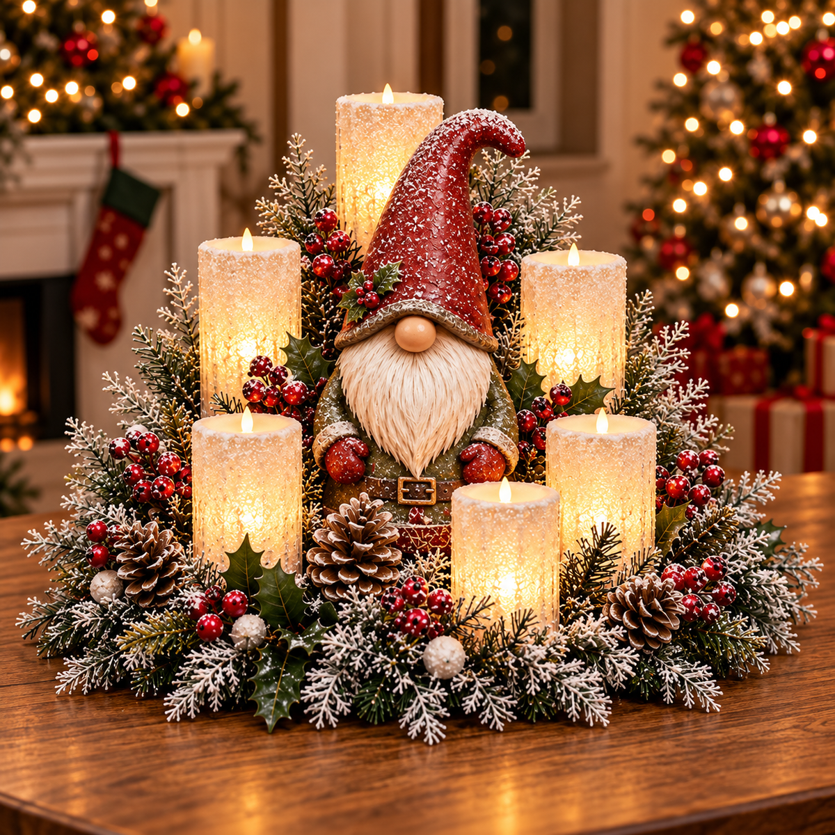 🎅🎄 Christmas Santa Table Centerpiece – Festive Winter Holiday Decor✨