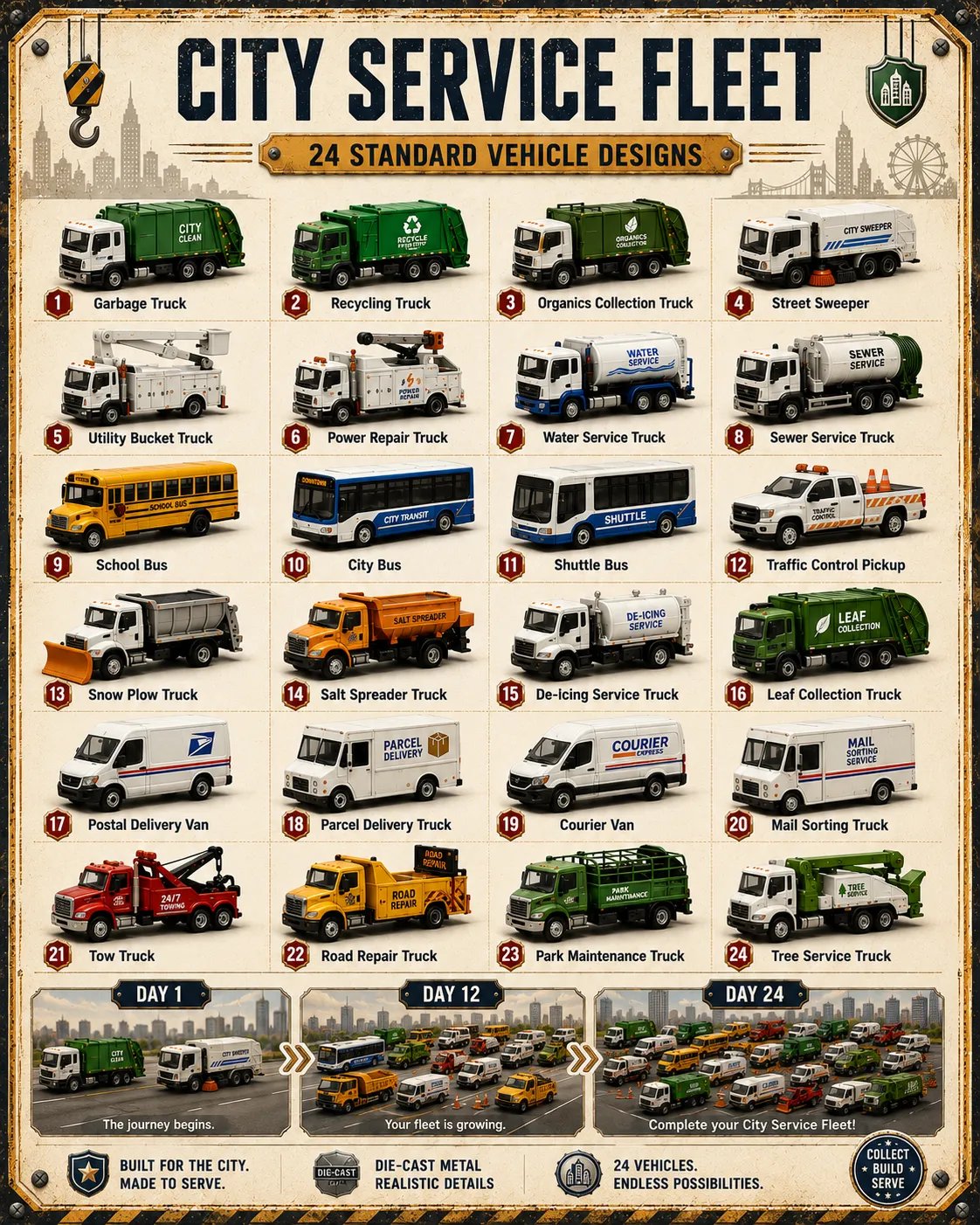 🚜Build the Fleet Collection 24-Day Vehicle Advent Calendar Series | ✨A New Adventure Every Morning