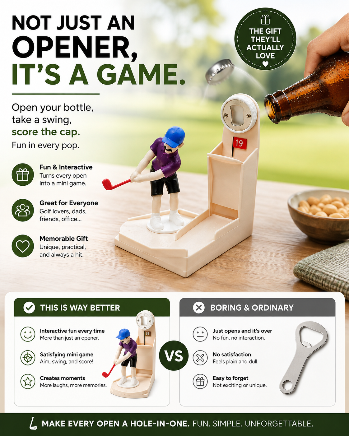 🏌️ 50% Off Today 🍾 Interactive Golfer Bottle Opener