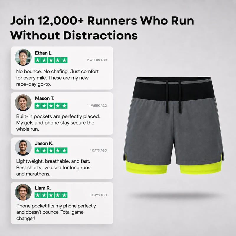 🏃🔥 50% OFF RUNNR Marathon Pro Running Shorts ⚡ 2-in-1 Anti-Chafe Shorts With Phone Pocket