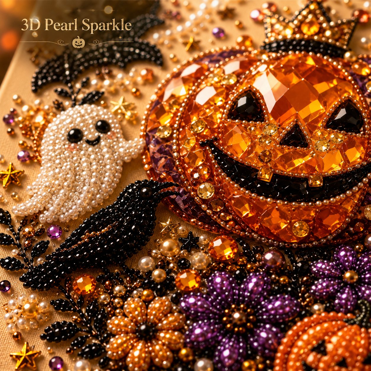 🔥LAST DAY 50% OFF - 🎃 Halloween Pearl Diamond Art Kit – DIY 3D Sparkling Bead Painting Craft For Spooky Home Decor