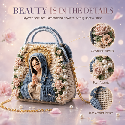 🧶 Dreamy 3D Crochet Handbag DIY Kit – Create Your Own Floral Pearl Purs