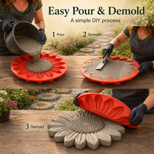 💥 LAST DAY 49% OFF - 🌻 Reusable Sunflower Stepping Stone Mold!!!