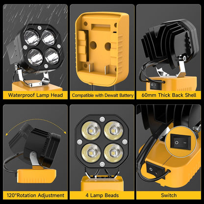 🛠️💡LED Work Light Compatible with Milwaukee 18V Battery/Dewalt 18V&20V Battery