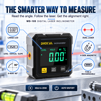 🔥 50% OFF Digital Laser Inclinometer – Dual Laser Precision Angle Finder