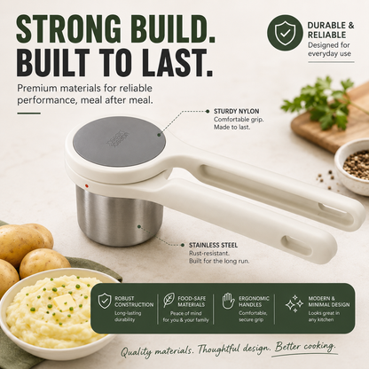 🥔 Twist-Action Stainless Steel Potato Ricer – Easy Fluffy Mash Maker