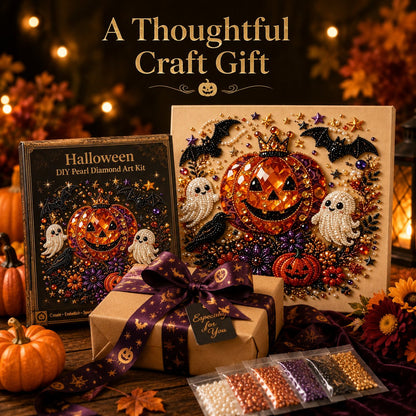 🔥LAST DAY 50% OFF - 🎃 Halloween Pearl Diamond Art Kit – DIY 3D Sparkling Bead Painting Craft For Spooky Home Decor