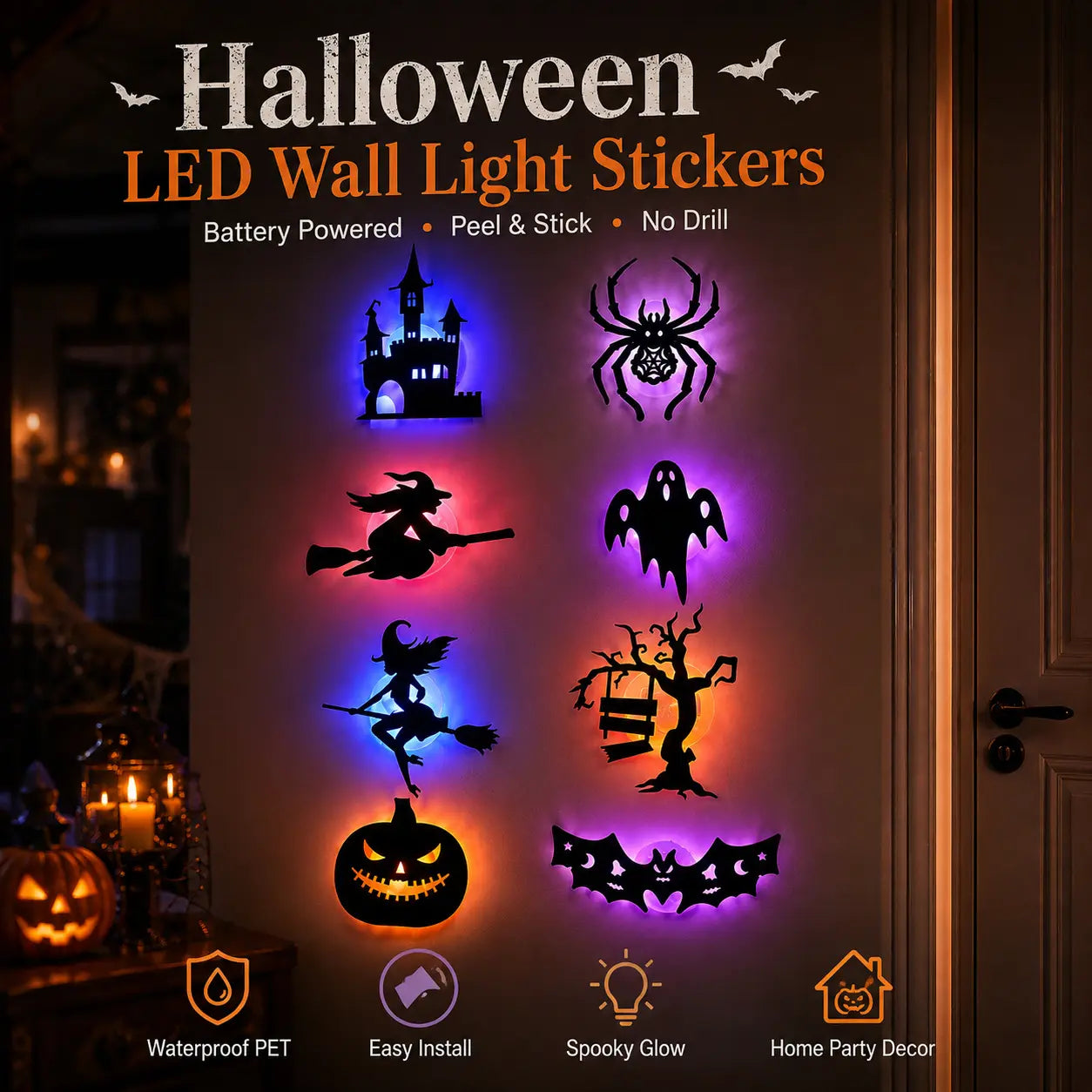 Halloween LED Silhouette Wall Light Stickers