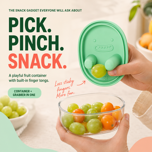 Snack & Grab Fruit Container – Built-In Finger Tongs for Less-Mess Snacking 🍇