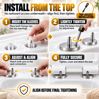 🔩 2-Pack Top-Fix Toilet Seat Hinge Bolts – Adjustable Anti-Wobble Replacement Kit