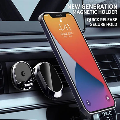 📱 Foldable Magnetic Car Phone Holder – 360° Rotating Metal Mount