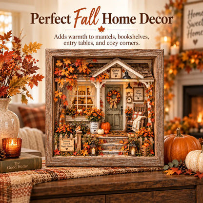 🍂 Vintage Autumn Porch Cottage DIY Shadow Box