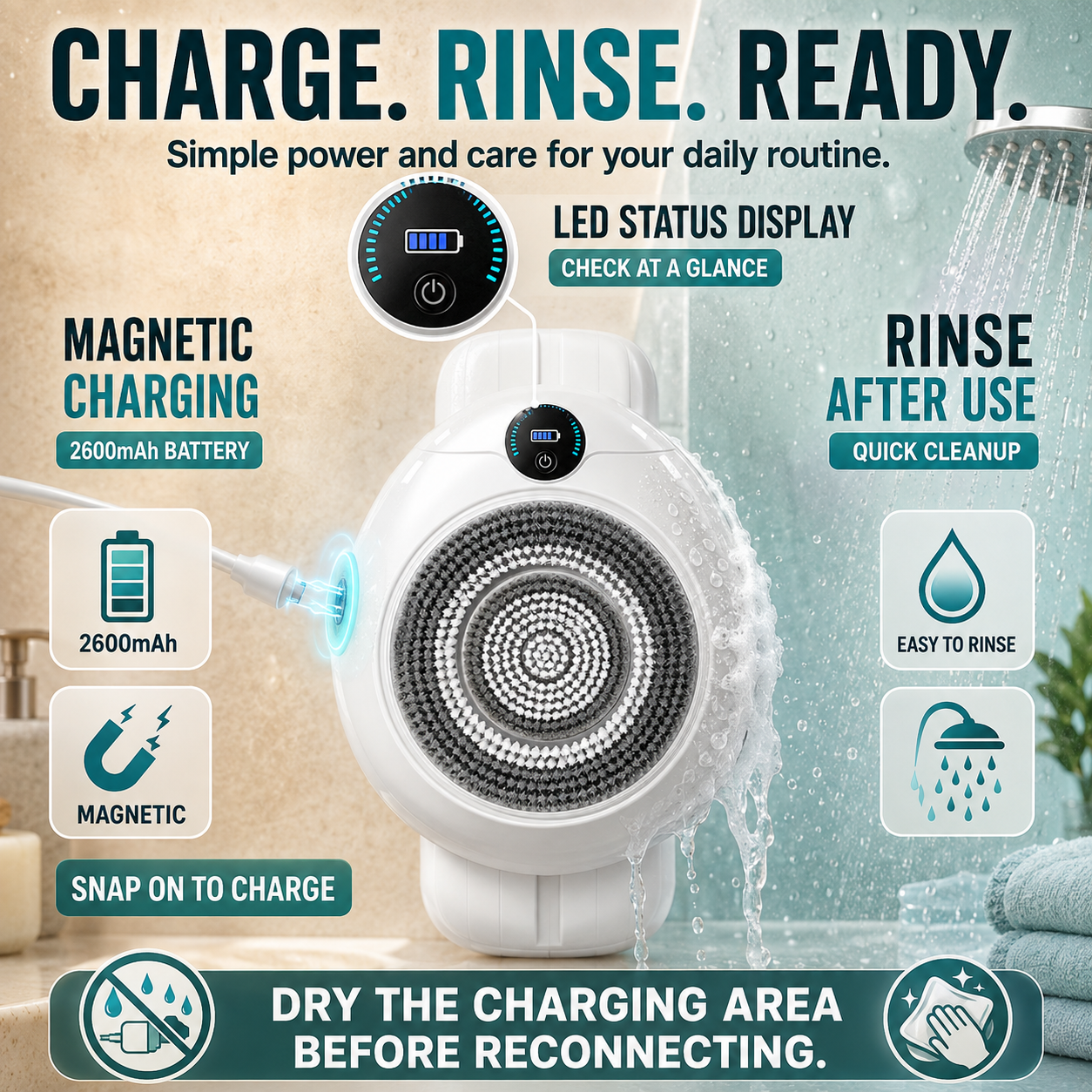 🚿Hands-Free Wall-Mounted Electric Back Scrubber – 3-Speed No-Drill Shower Brush🫧