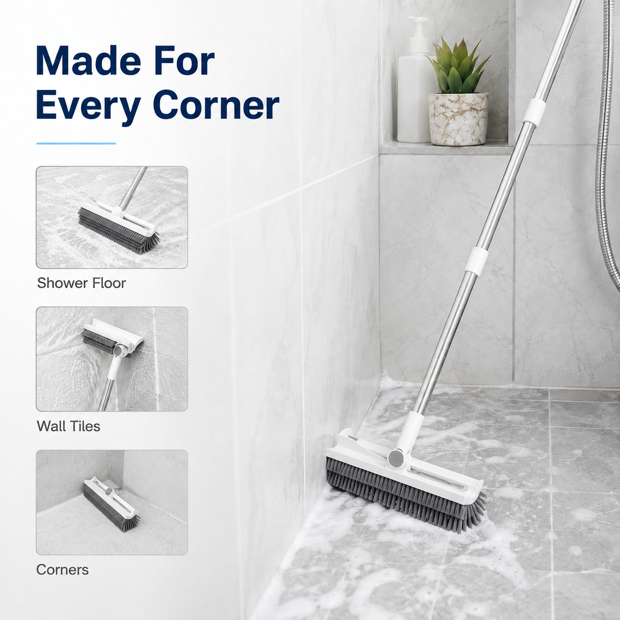 🧼 FlexClean™ 3-in-1 Floor Scrub Brush