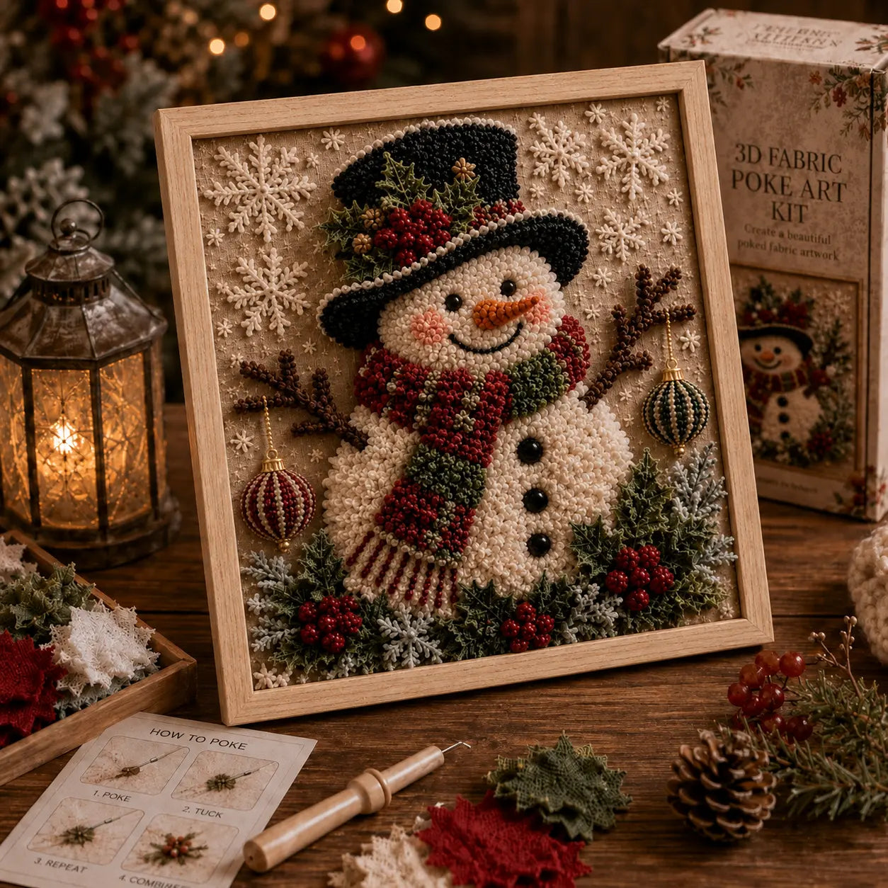 ⛄ CHRISTMAS SPECIAL | DIY Snowman Fabric Poke Art Kit – Handmade 3D Holiday Decoration Craft Set