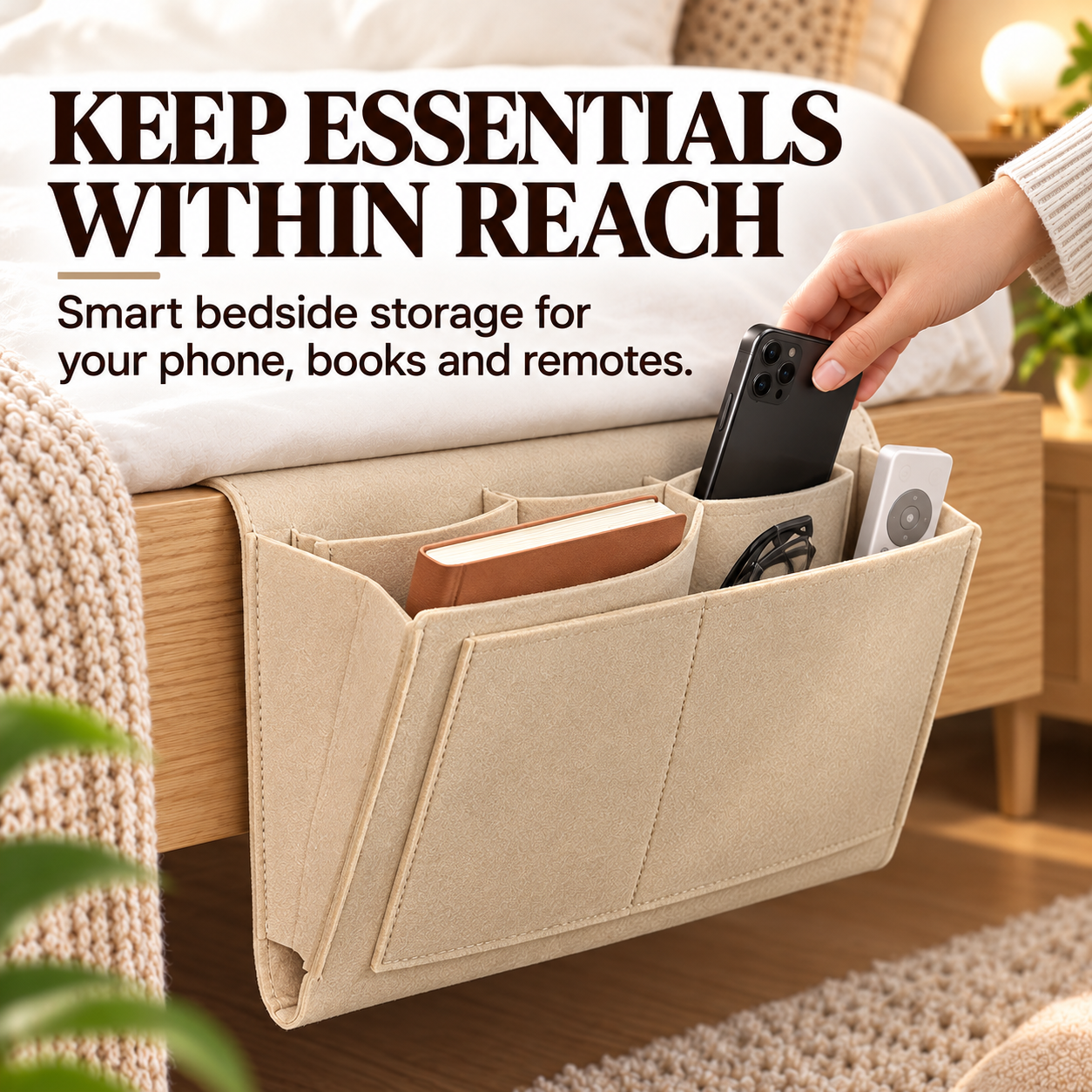 🔥 50% OFF Bedside Hanging Organizer – Keep Essentials Within Reach