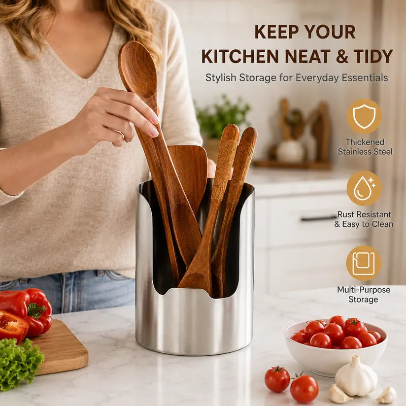 ⚡️Thickened Stainless Steel Utensil Organizer, Rust Resistant Easy to Clean