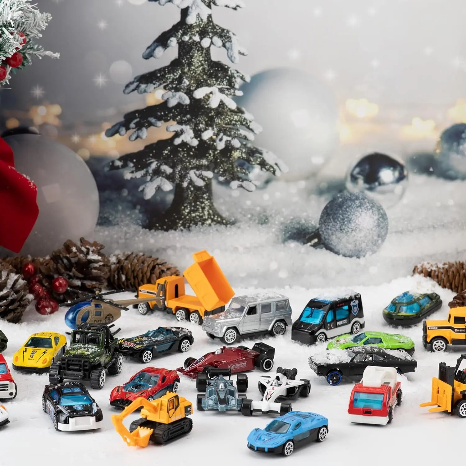 Collection of vehicles from Christmas Advent Calendar
