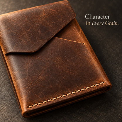 💰Handmade genuine leather wallet – Slim Magnetic Card & Cash Holder for Men💰