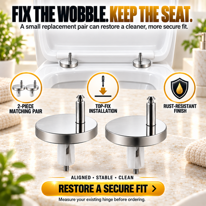 🔩 2-Pack Top-Fix Toilet Seat Hinge Bolts – Adjustable Anti-Wobble Replacement Kit