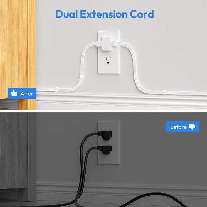 🔌 Dual-Head Extension Cord – 6 AC Outlets, 4 USB-A & 2 USB-C Charging Ports