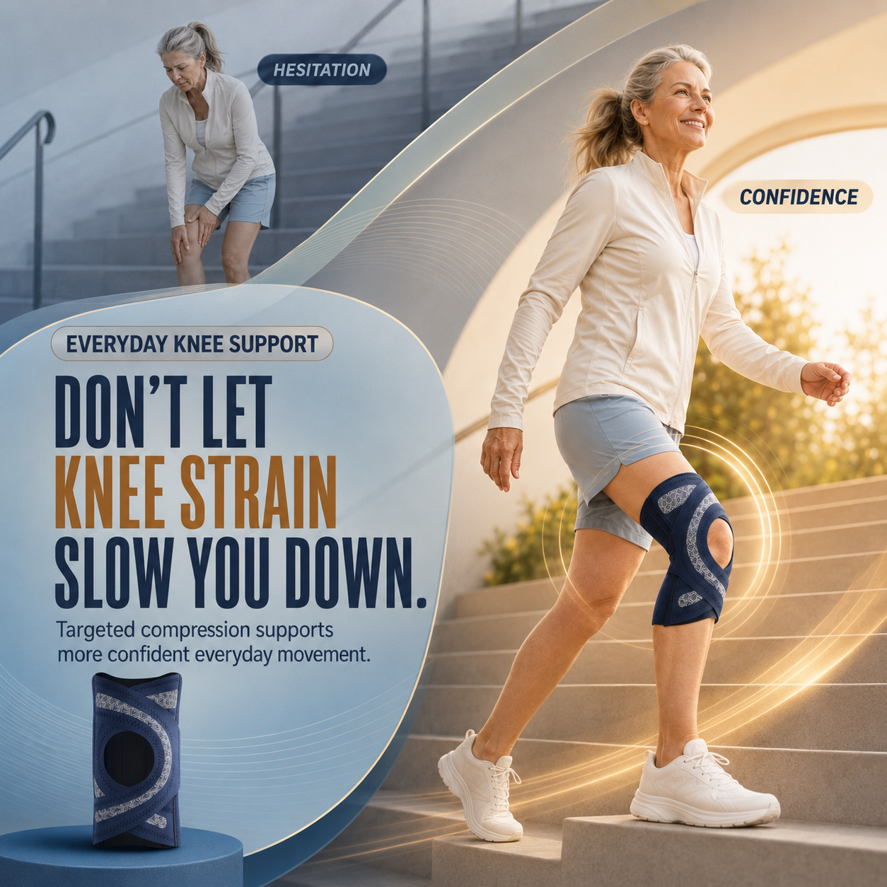 🦵 4-Spring Open-Patella Knee Brace – Adjustable Compression & Side Support