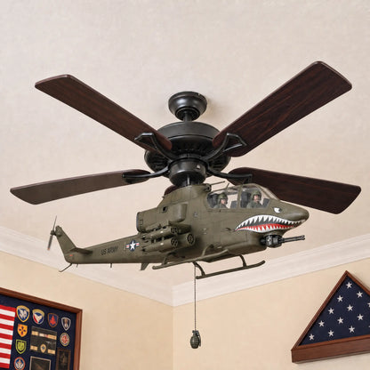 🚁 Military Helicopter Ceiling Fan Decor – Realistic Hanging Ornament for Man Cave & Home