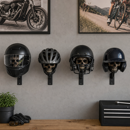 💀 Motorcycle Skull Helmet Holder – Heavy-Duty Wall Mount for Garage, Man Cave & Gear Display 🏍️