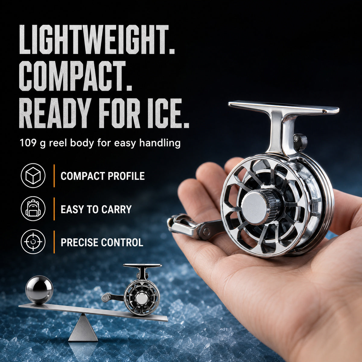 ✨Metal-plated ice fishing reel