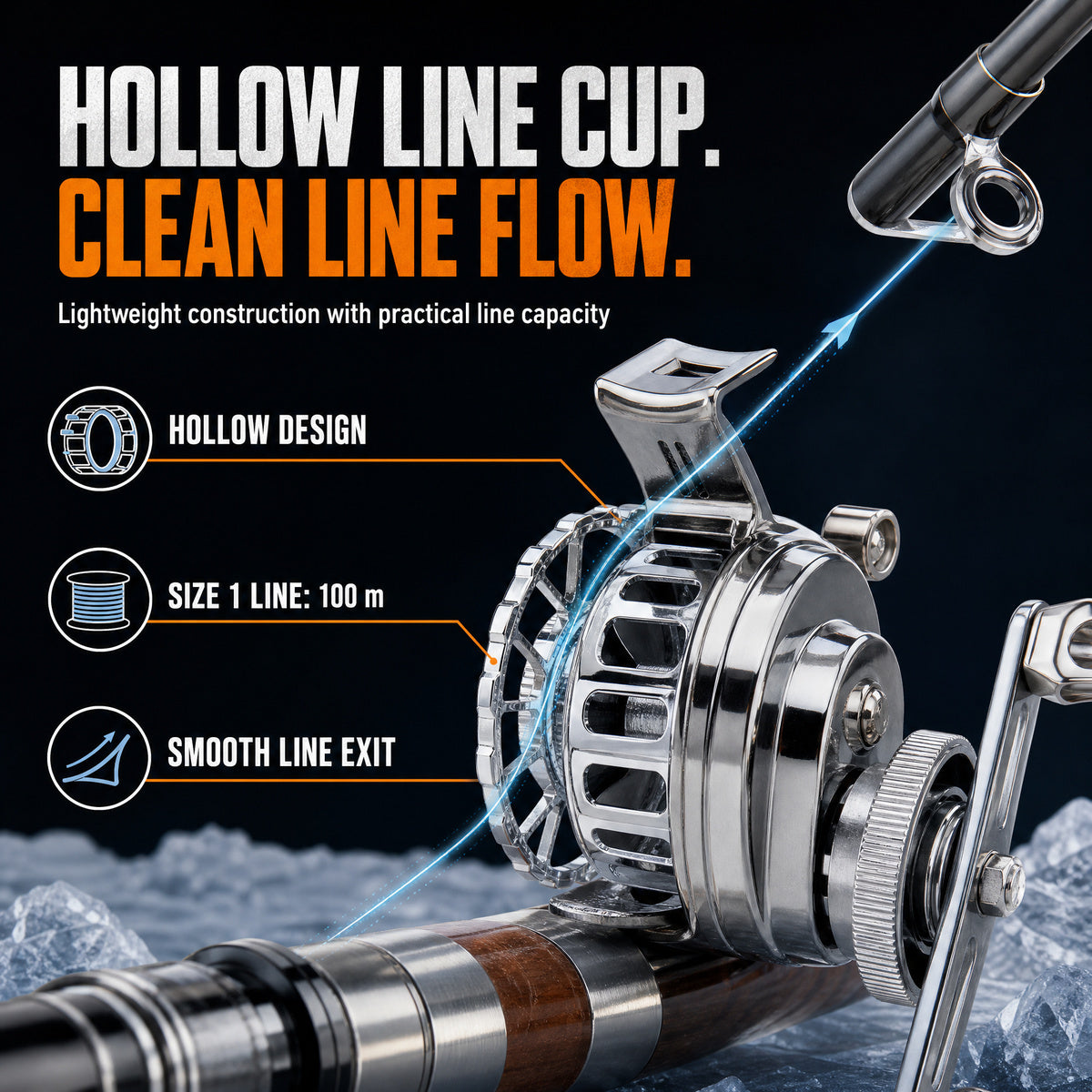 ✨Metal-plated ice fishing reel