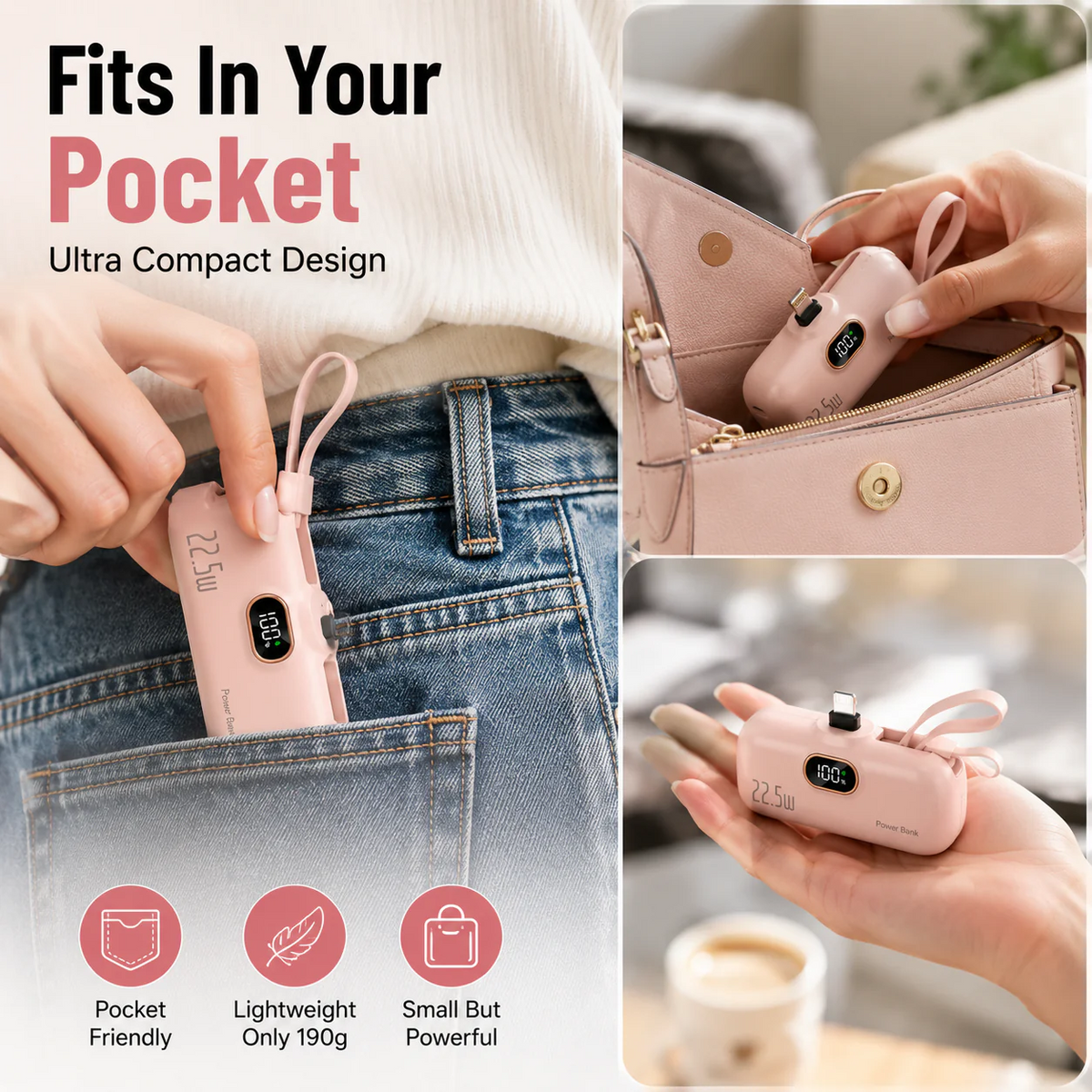 🔋 50% OFF Mini Power Bank – Pocket-Sized 22.5W Fast Charger for Everyday Power